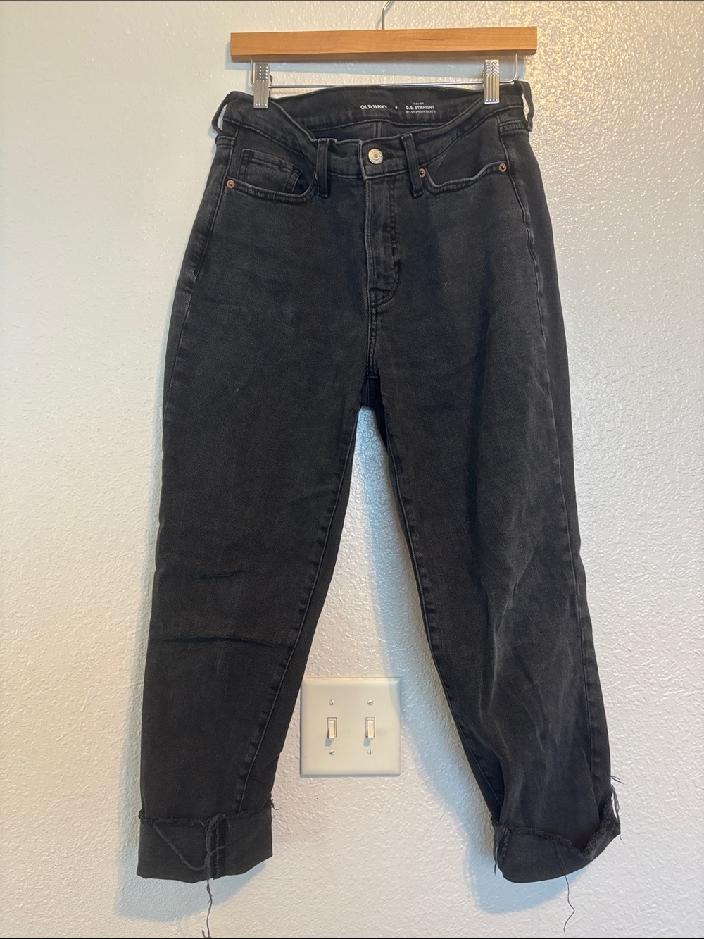 Old Navy Black Boyfriend Jeans with Rolled Cuffs